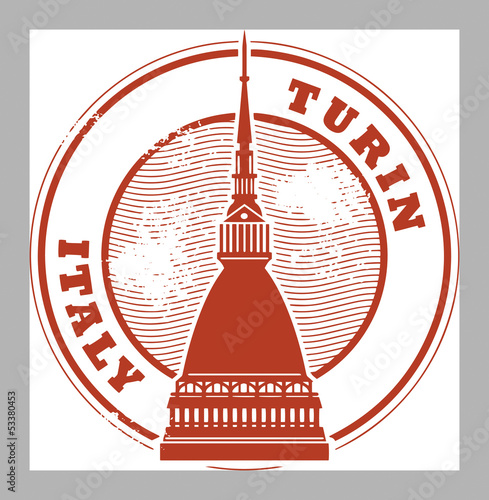 Grunge rubber stamp with words Turin, Italy inside, vector photo