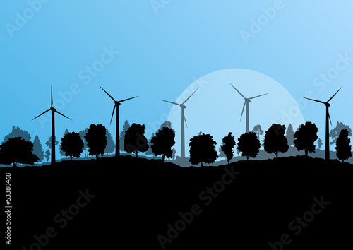 Alternative energy electricity wind generators in countryside fo