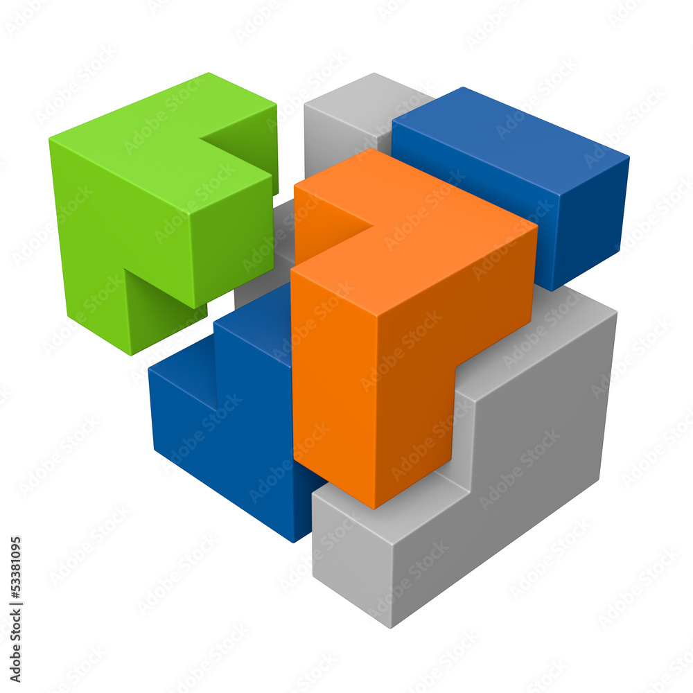 Modulares System: 3D-Illustration Modulares System: 3D-Illustration