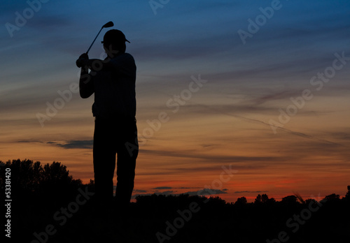 Golfing silhouette