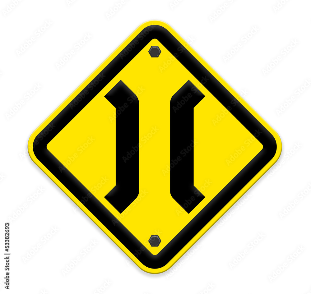The Narrow Bridge sign isolated on white background,part of a se The Narrow Bridge sign isolated on white background,part of a se
