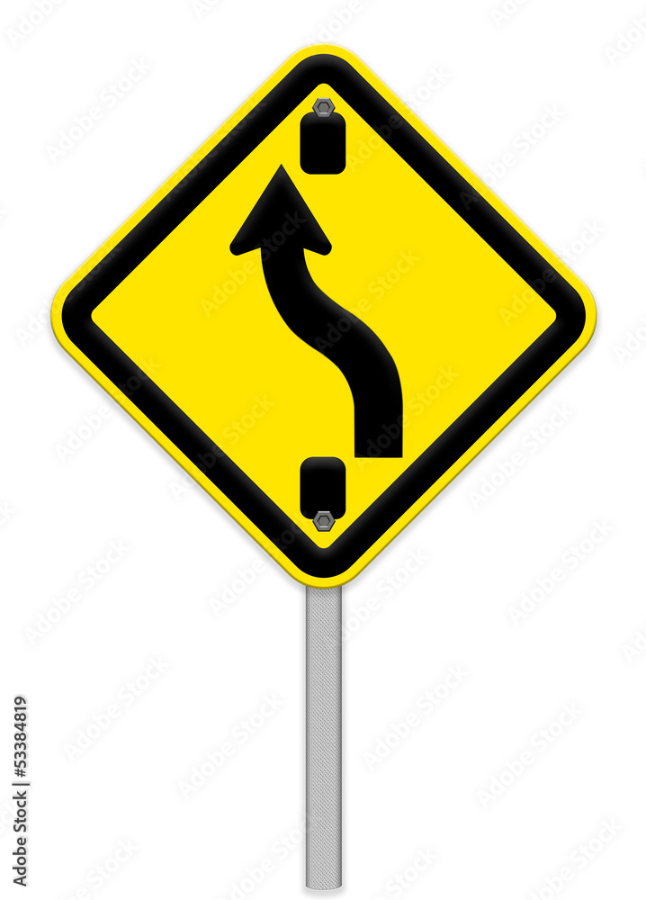 traffic sign Zigzag isolate on white background,part of a series traffic sign Zigzag isolate on white background,part of a series