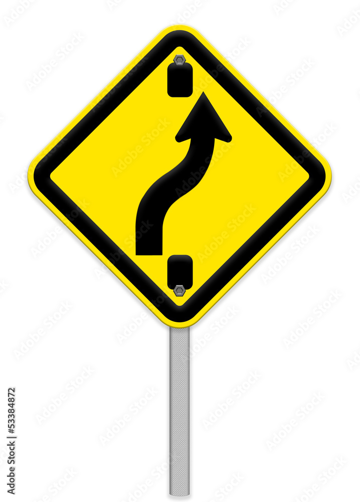traffic sign Zigzag isolate on white background,part of a series traffic sign Zigzag isolate on white background,part of a series