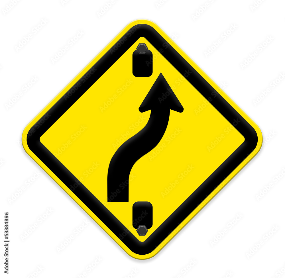 traffic sign Zigzag isolate on white background,part of a series traffic sign Zigzag isolate on white background,part of a series