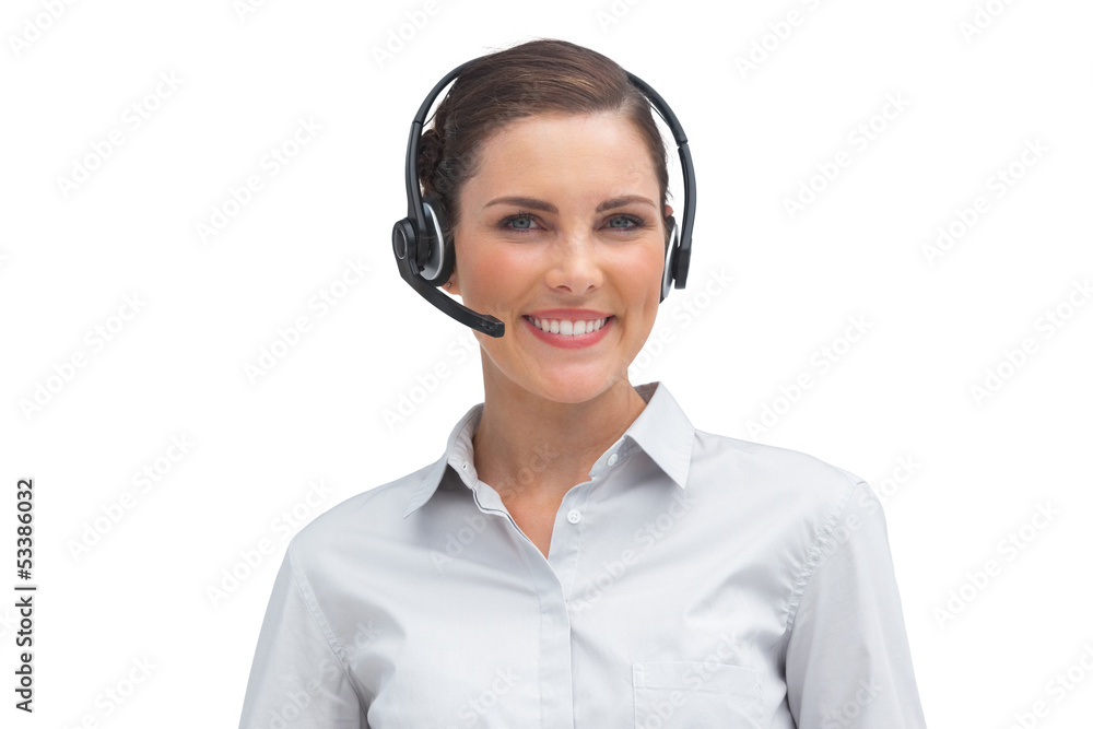 Smiling businesswoman with headset Smiling businesswoman with headset