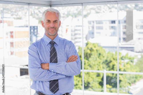 Businessman smiling at camera with arms crossed