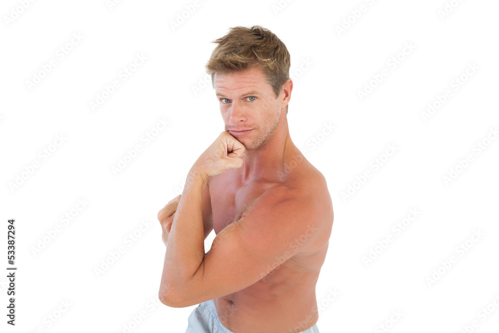 Obraz premium Shirtless handsome man gesturing