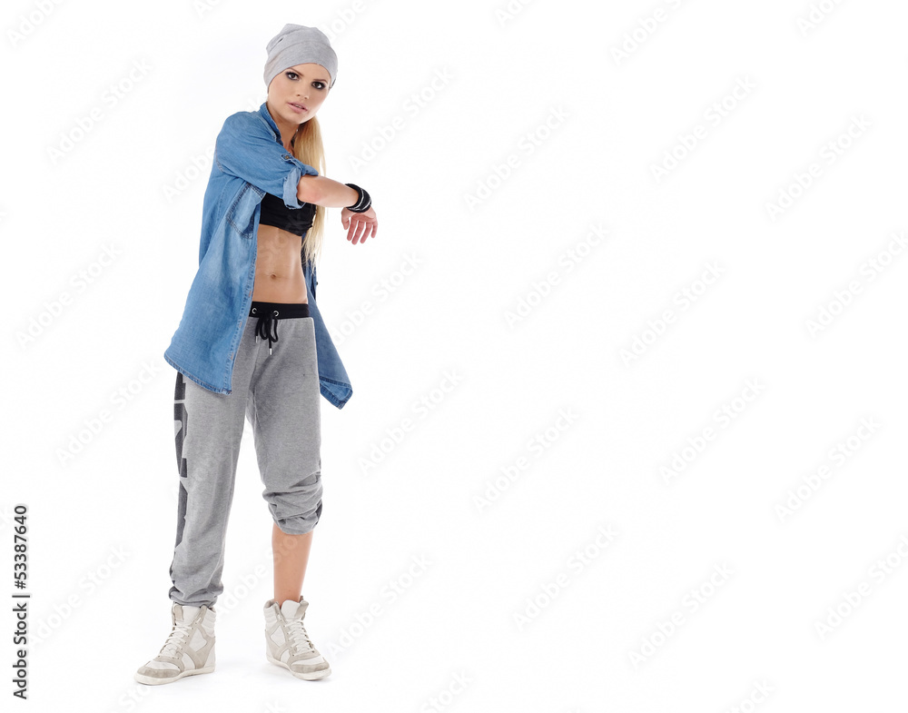 modern style dancer posing on studio background modern style dancer posing on studio background