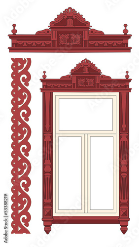 The wooden decorated window