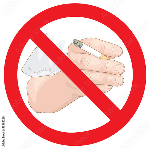 Stop smoking sign. Hand with a cigarette.