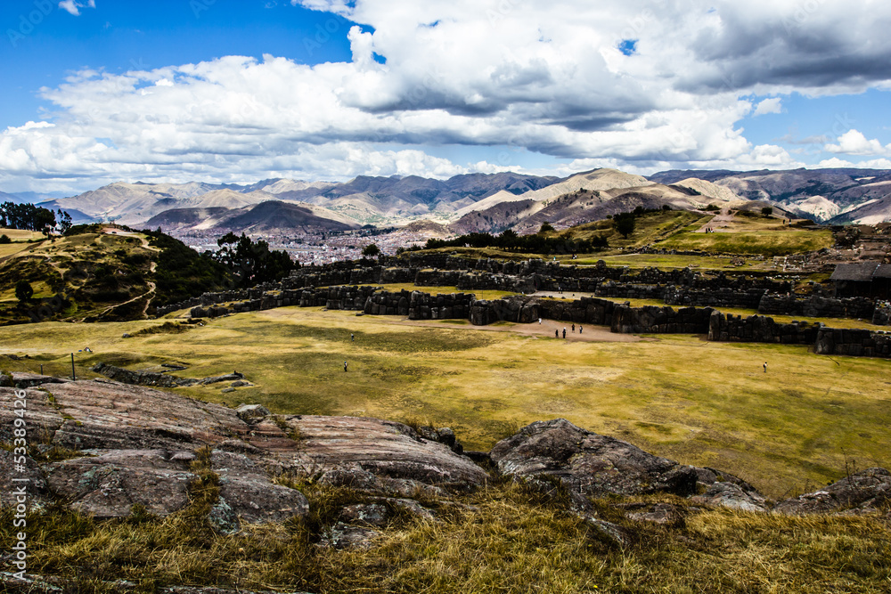 View of Sacsayhuaman wall, in Cuzco, Peru.