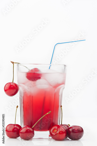 Cherry cocktail isolated on white