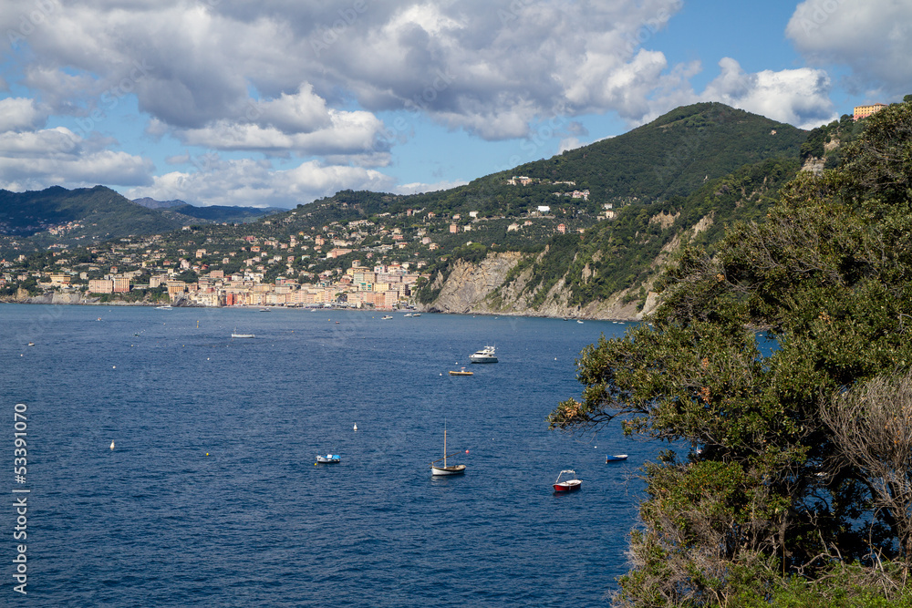View of Golfo Paradiso, Camogli , Genova Italy