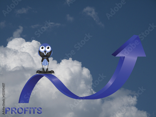 Obraz na plátně Comical bird businessman with profits up