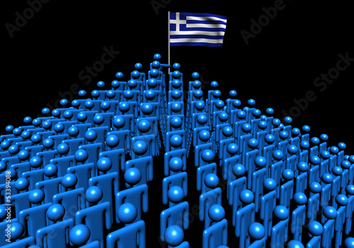 Pyramid of abstract people with Greece flag illustration