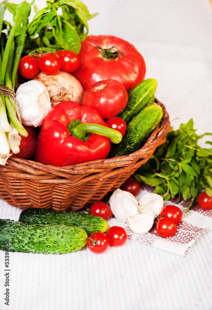 organic food background Vegetables in the basket organic food background Vegetables in the basket