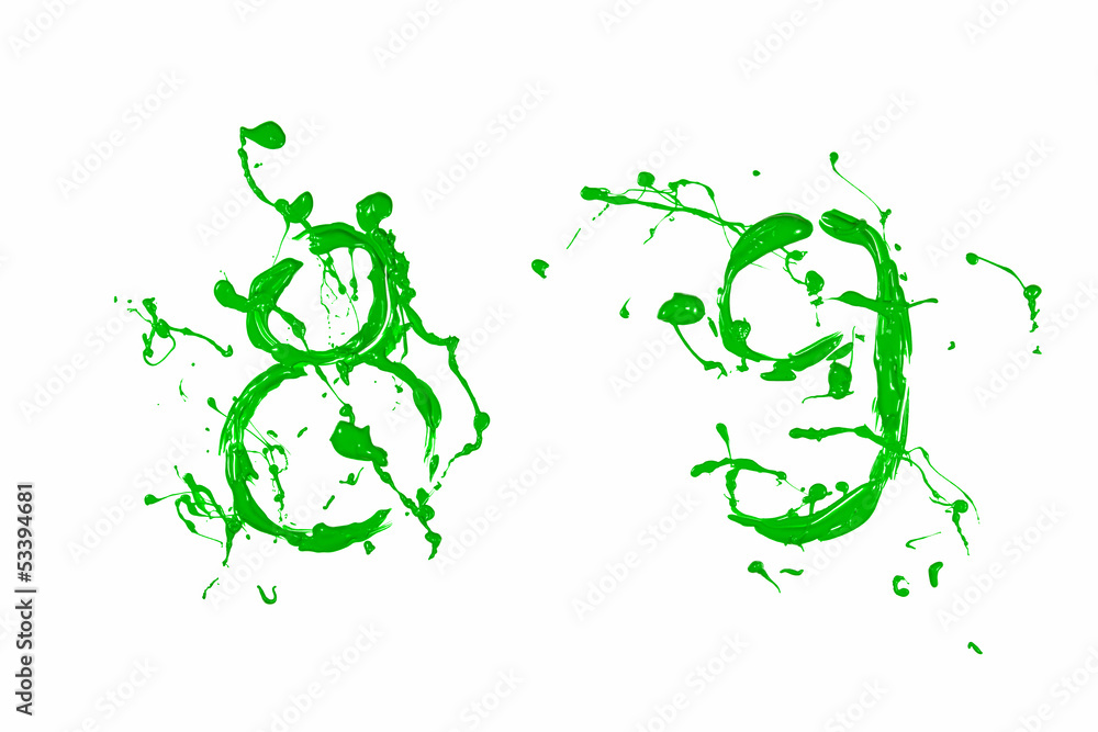 Eight and nine painted green Eight and nine painted green