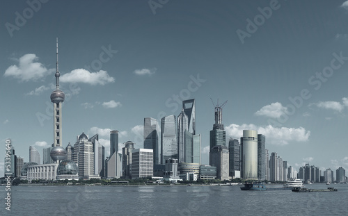 Lujiazui Finance Trade Zone of Shanghai skyline at city landscap