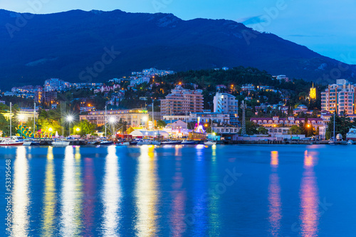 Evening panorama of Yalta, Crimea, Ukraine