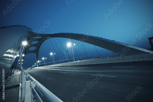 Fototapeta Steel structure bridge night scene
