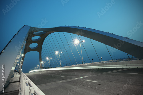 Fototapeta Naklejka Na Ścianę i Meble -  Steel structure bridge night scene