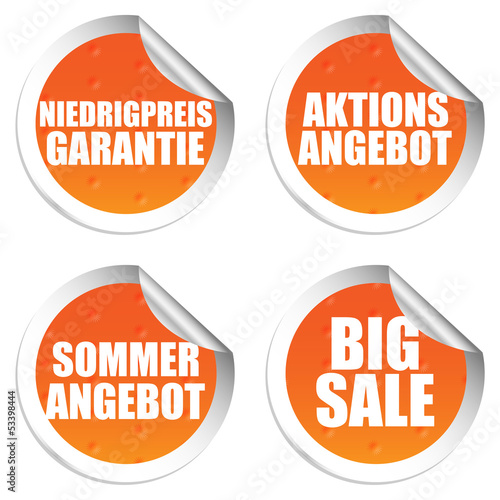 4mal Sticker Orange mit Sonnenhintergrund photo