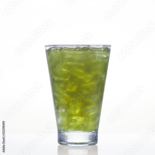 Pennywort or asiatic cold herbal drink in glass isolated