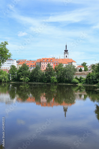 The medieval Town Pisek above River Otava, Czech Republic