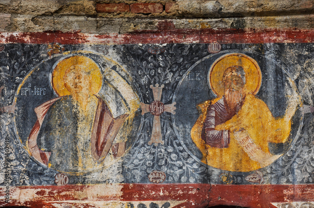 Orthodox painted murals, fresco on a church