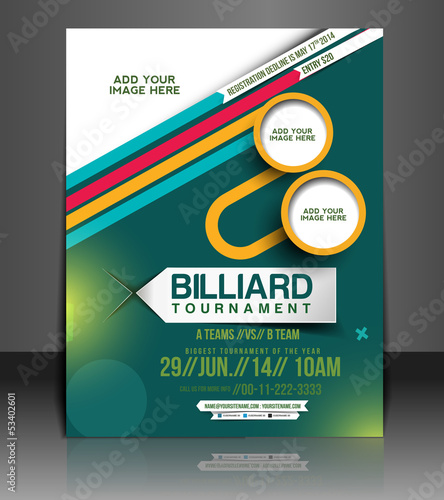 vector Billiard flyer, poster, magazine cover