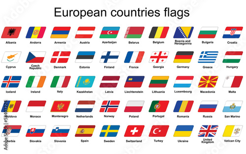set of European countries flags icons