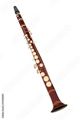 A Musical Clarinet Isolated on White Background