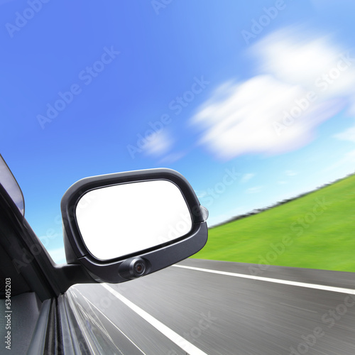 car and rear view mirror