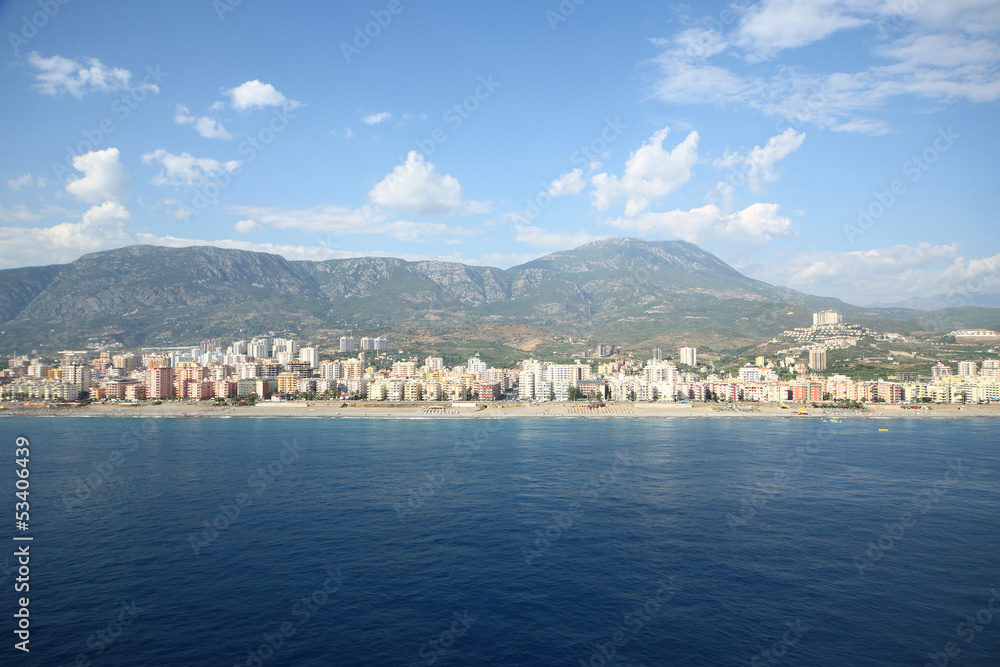 Landscape of sea and mountain with the coastline