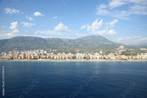 Landscape of sea and mountain with the coastline