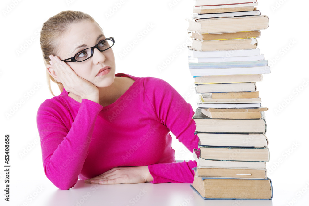 Stack student girl learning Stack student girl learning