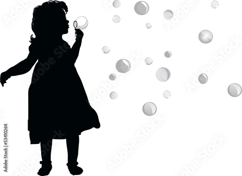 girl blowing soap bubbles