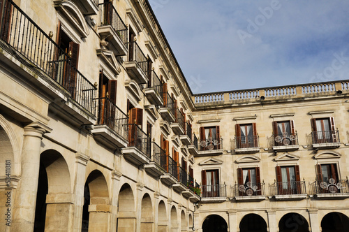 Buildings at Spanish square in Vitoria (Spain)