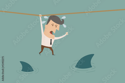 Businessman in a risky situation