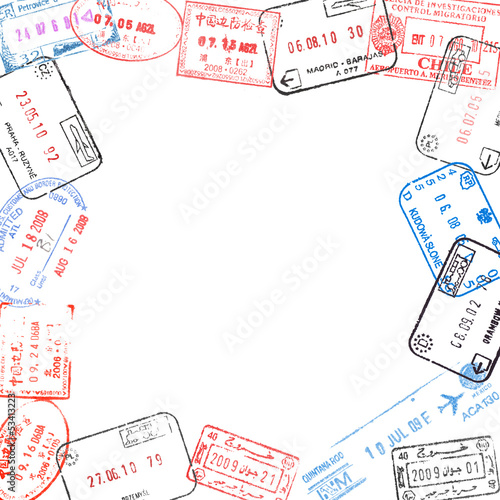 Obraz na płótnie frame from passport visa stamps w salonie