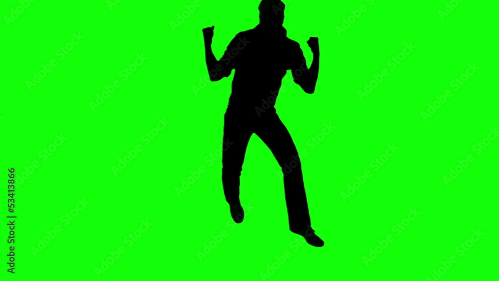 Silhouette of a jumping man celebrating something Silhouette of a jumping man celebrating something