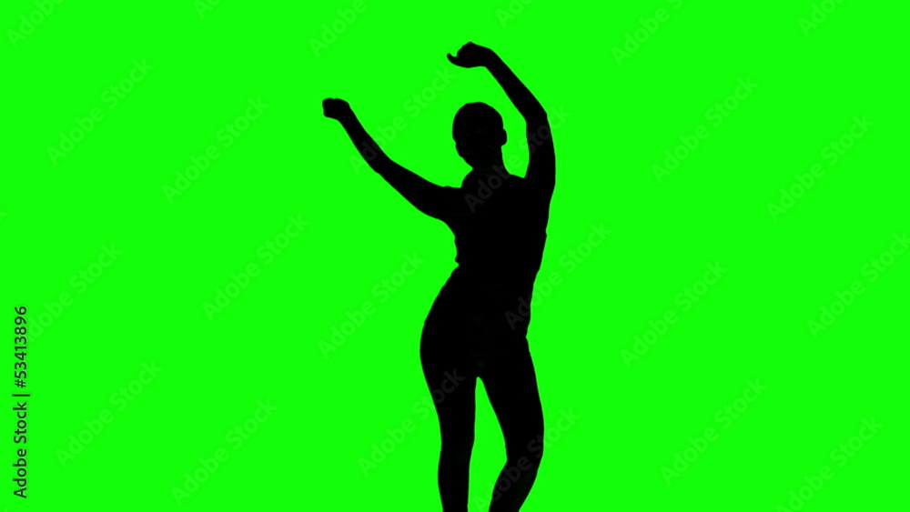 Silhouette of woman moving arms in the air on green screen Silhouette of woman moving arms in the air on green screen