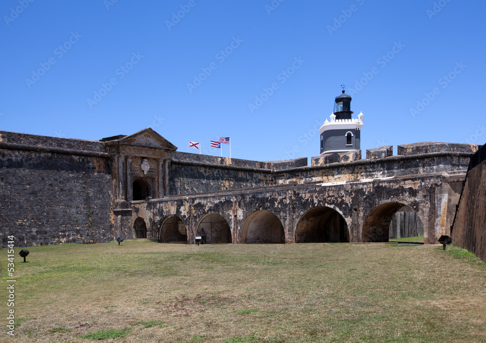 El Morro Fort entrance and lighthouse in San Juan El Morro Fort entrance and lighthouse in San Juan