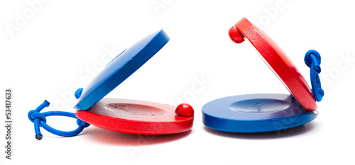 pair of red and blue castanets photo