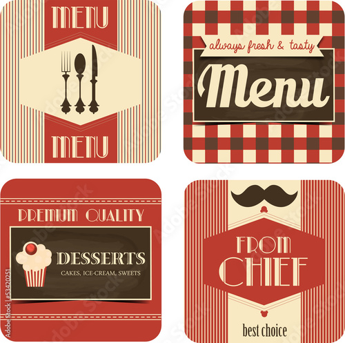 Vintage menu labels