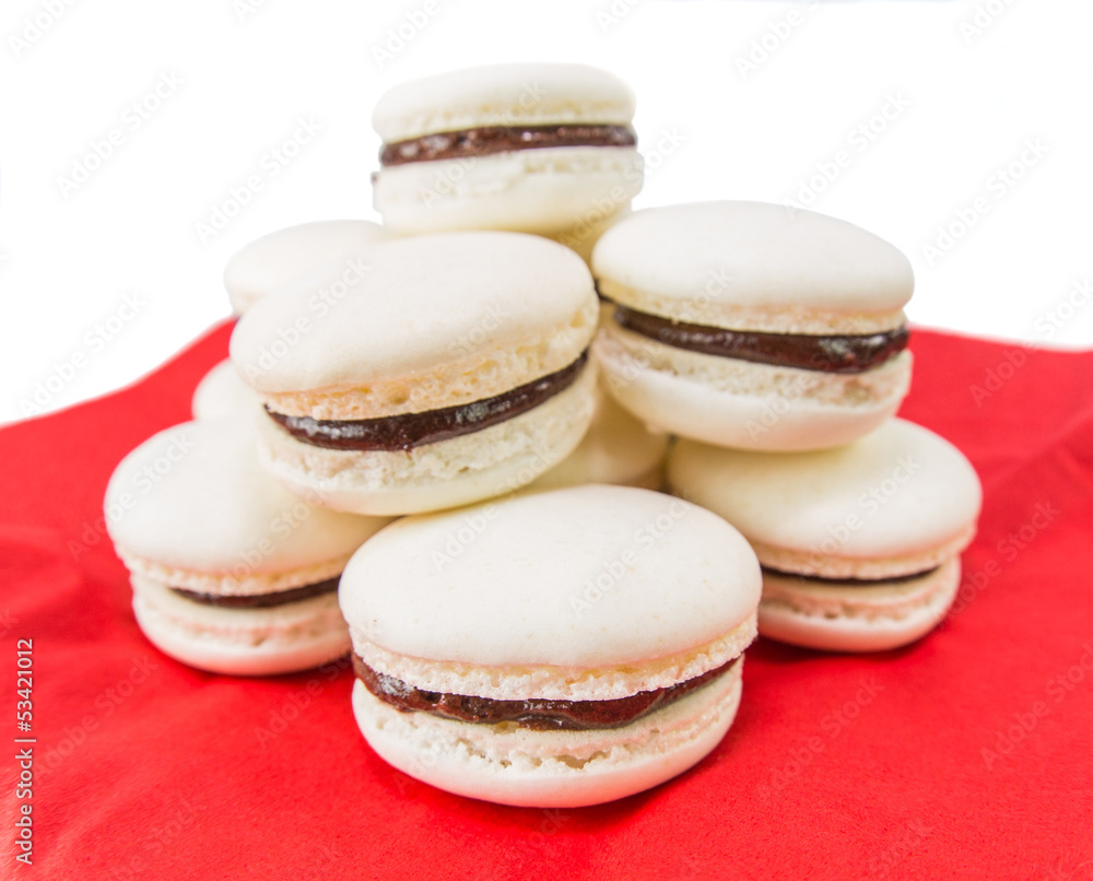French vanilla macarons with chocolate buttercream fillings