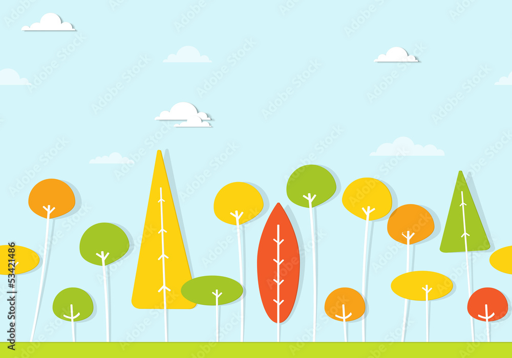 Fototapeta premium colorful trees . seamless vector pattern