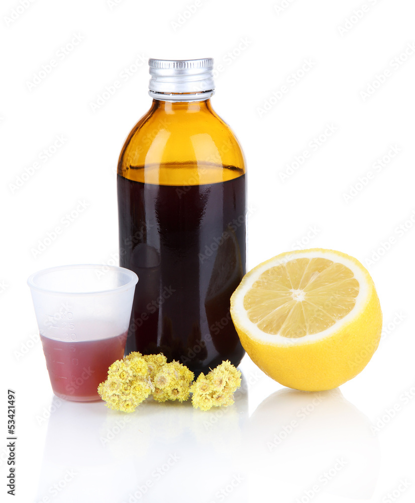 Cough syrup isolated on white Cough syrup isolated on white