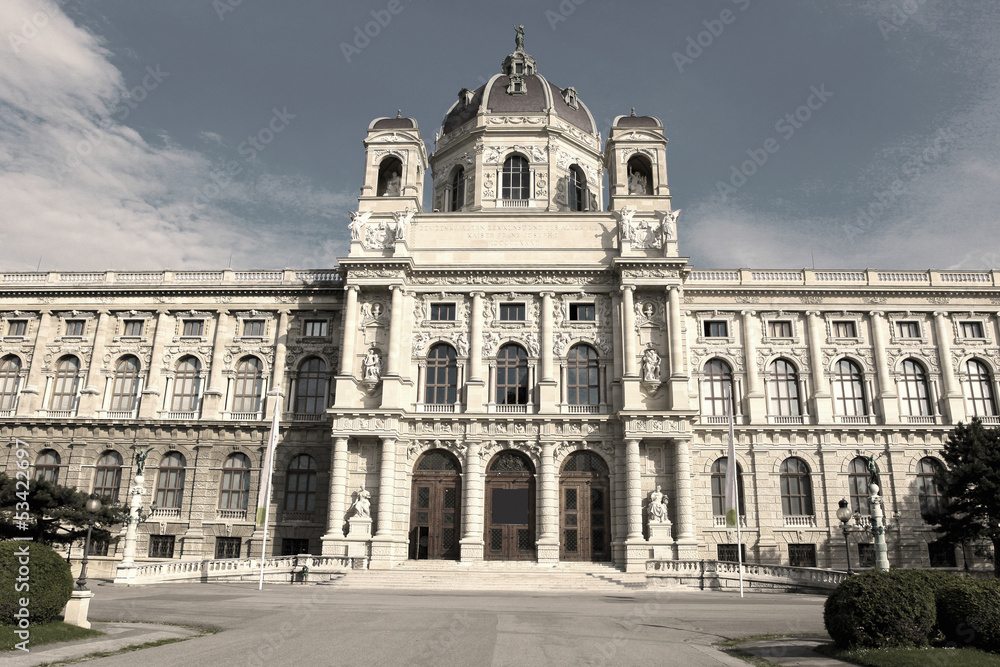 Kunsthistorisches Museum in Vienna - sepia image
