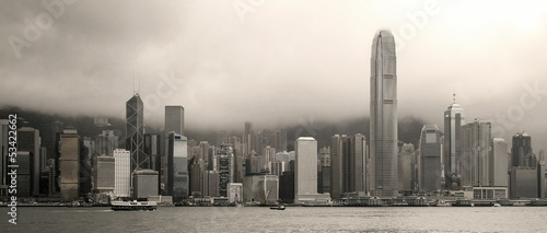 Hong Kong skyline panorama - sepia image